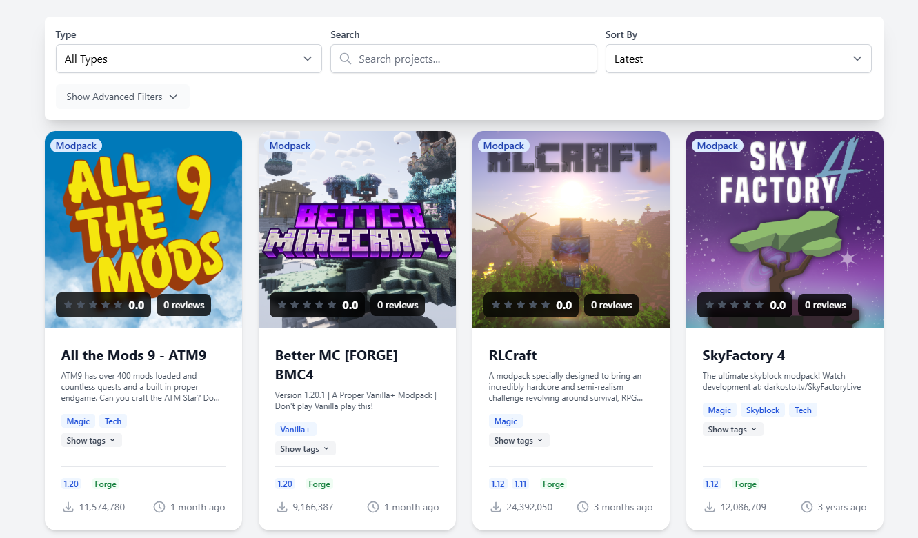 A screenshot of an early prototype of ModDex